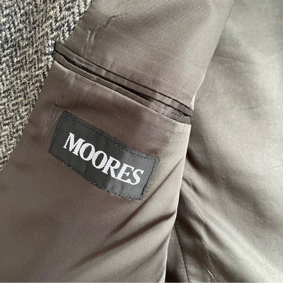 Vintage Harris Tweed Jacket Wool Tweed Grey Herringbone Blazer 42 Long/Tall - Picture 9 of 14